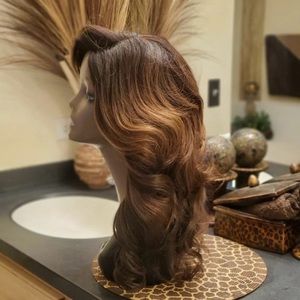 Lace parting wig synthetic